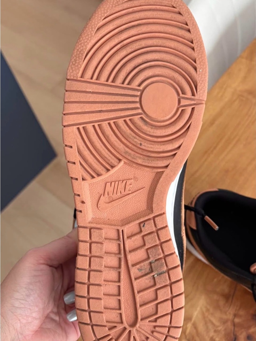 Nike Black Sneakers with Coral Swoosh and Trim - Picture 5 of 5